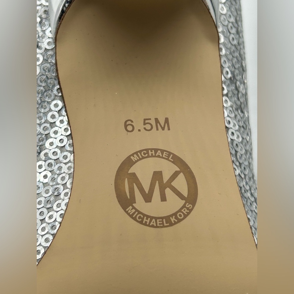 Michael Kors Luna Sequin Boots Silver Pointed Toe Slouchy Heels Women’s 6.5M NIB - Picture 10 of 14